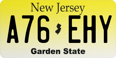 NJ license plate A76EHY