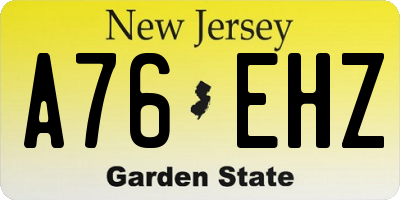 NJ license plate A76EHZ