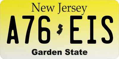 NJ license plate A76EIS