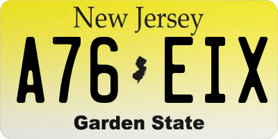 NJ license plate A76EIX