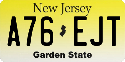 NJ license plate A76EJT