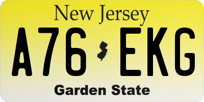 NJ license plate A76EKG