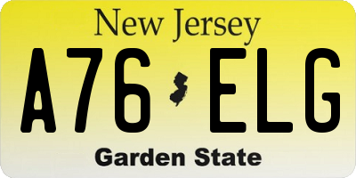NJ license plate A76ELG