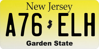 NJ license plate A76ELH