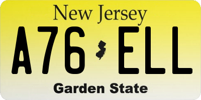 NJ license plate A76ELL