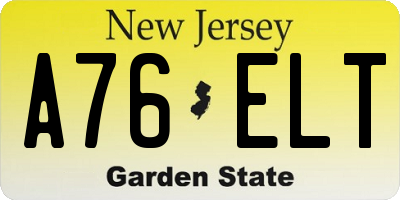 NJ license plate A76ELT
