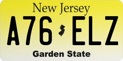 NJ license plate A76ELZ