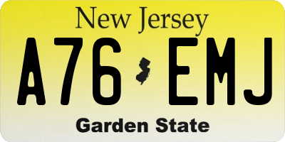 NJ license plate A76EMJ