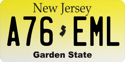 NJ license plate A76EML