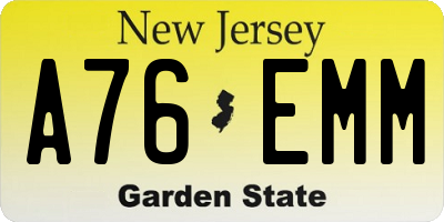 NJ license plate A76EMM