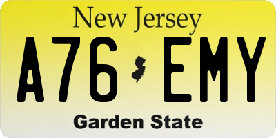 NJ license plate A76EMY