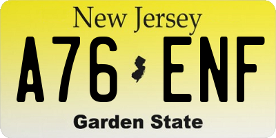 NJ license plate A76ENF
