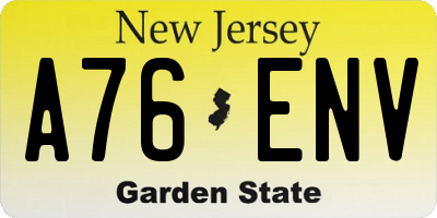 NJ license plate A76ENV