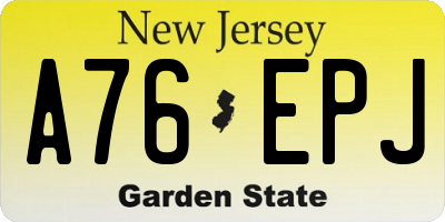 NJ license plate A76EPJ