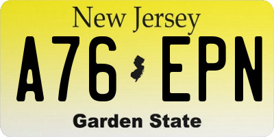 NJ license plate A76EPN