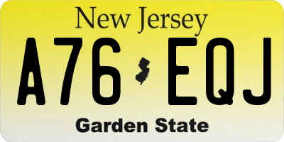 NJ license plate A76EQJ