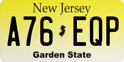 NJ license plate A76EQP