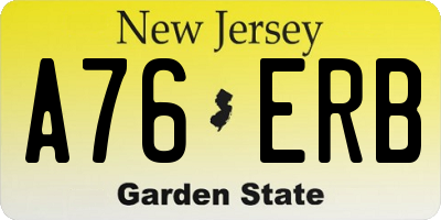 NJ license plate A76ERB