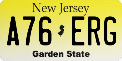 NJ license plate A76ERG