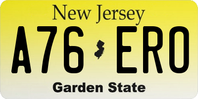 NJ license plate A76ERO