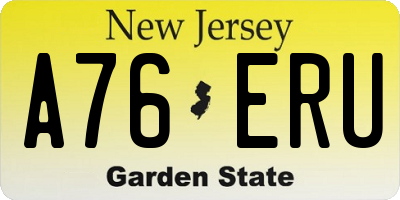 NJ license plate A76ERU