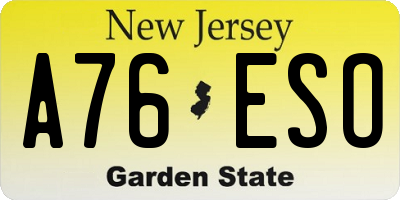NJ license plate A76ESO