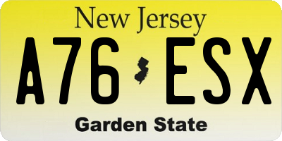 NJ license plate A76ESX
