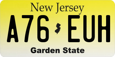 NJ license plate A76EUH