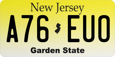 NJ license plate A76EUO