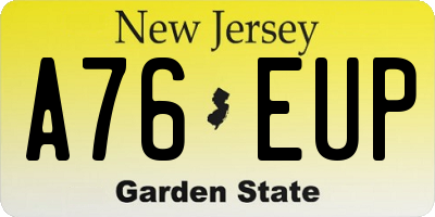 NJ license plate A76EUP