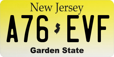 NJ license plate A76EVF