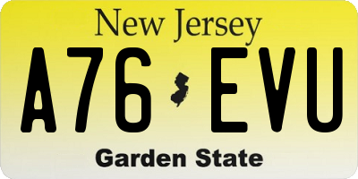 NJ license plate A76EVU