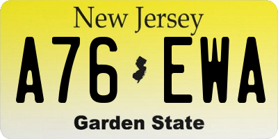 NJ license plate A76EWA