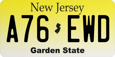 NJ license plate A76EWD
