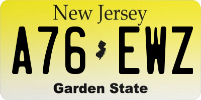 NJ license plate A76EWZ