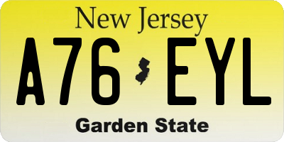 NJ license plate A76EYL