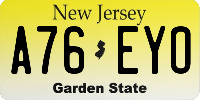 NJ license plate A76EYO