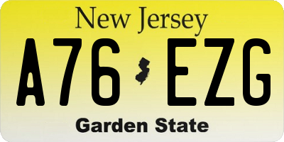 NJ license plate A76EZG