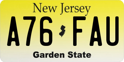 NJ license plate A76FAU