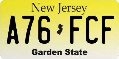 NJ license plate A76FCF