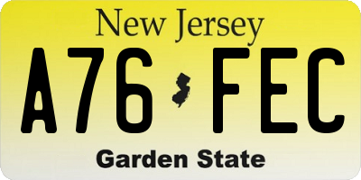 NJ license plate A76FEC