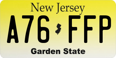 NJ license plate A76FFP