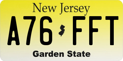 NJ license plate A76FFT