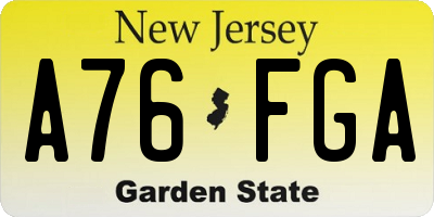 NJ license plate A76FGA