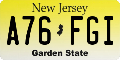 NJ license plate A76FGI