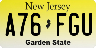 NJ license plate A76FGU