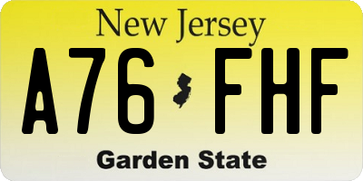 NJ license plate A76FHF