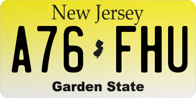 NJ license plate A76FHU