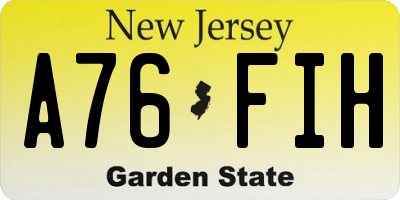 NJ license plate A76FIH