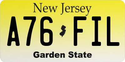 NJ license plate A76FIL